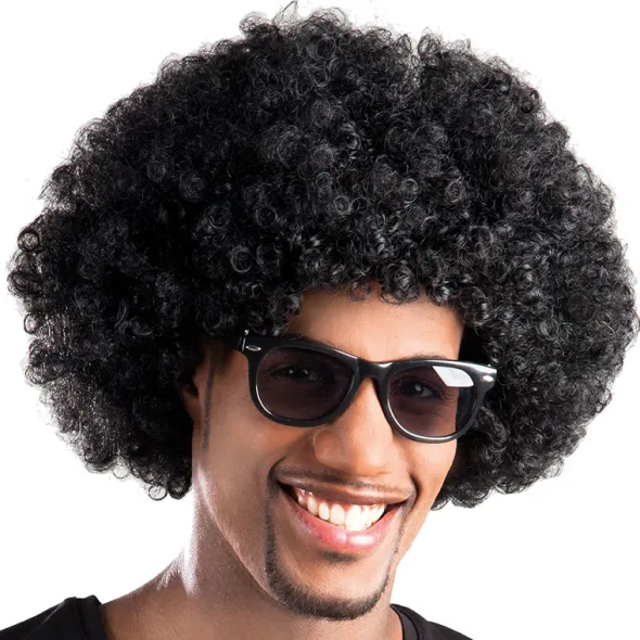 Afro paryk deluxe, sort