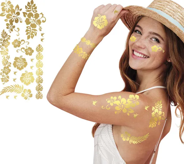 Blomster tatoveringer, guld