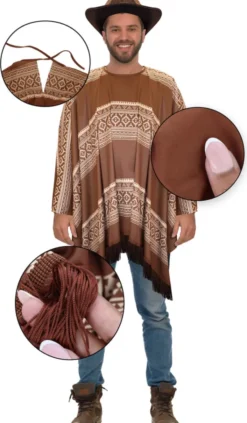 Cowboy/indianer poncho, brun