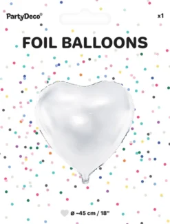Folieballon hjerte hvid