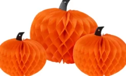 Honeycomb græskar deko 3-pk
