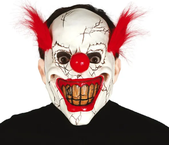 Killer Clown maske med hår