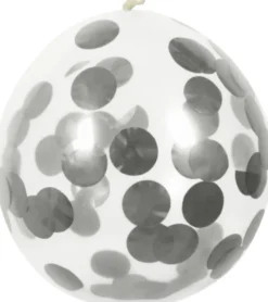 Konfetti ballon sølv 5-pak