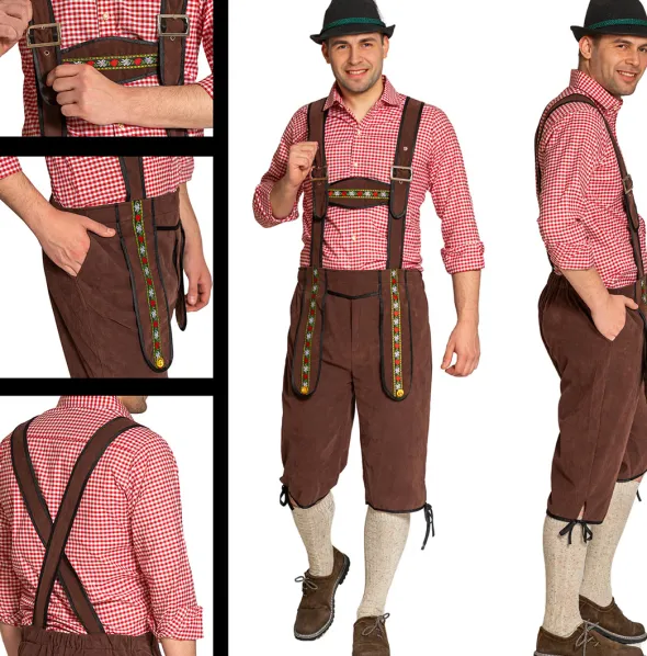 Lederhosen justerbar brun, L