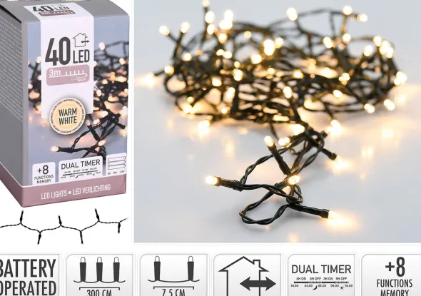 Lyskæde dual timer 40 LED