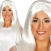 Paryk lang glat, hvid