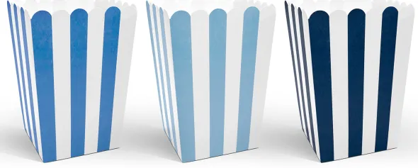 Popcorn bæger blå/hvid 6-pak