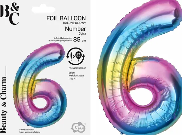 Tal ballon 6 regnbue 85 cm