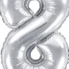 Tal ballon 8 sølv 35 cm
