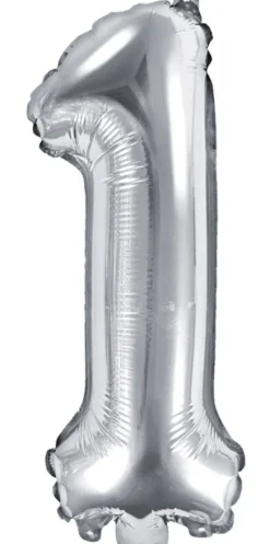 Tal ballon 1 sølv 35 cm
