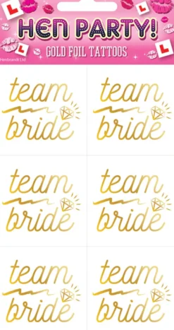 Team Bride tattoos 6-pak